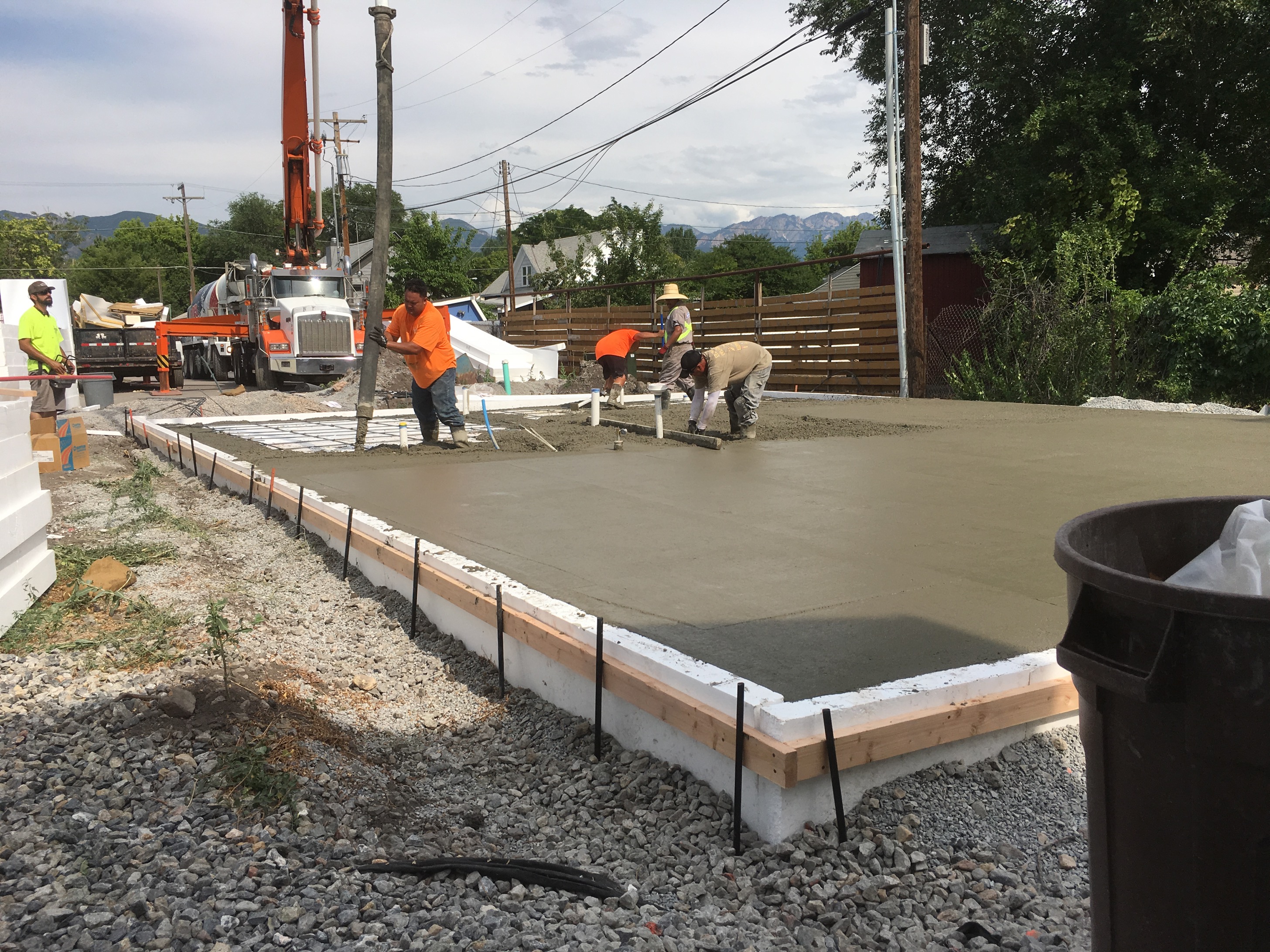 Process shot of the insulated foundation being poured.